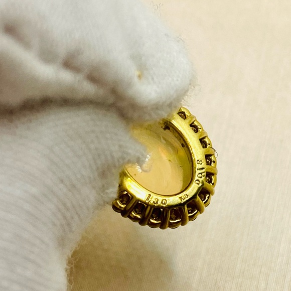 EUC 18k Yellow Gold Oval Opal Stud Earrings w/ Diamond Halo - Picture 12 of 15